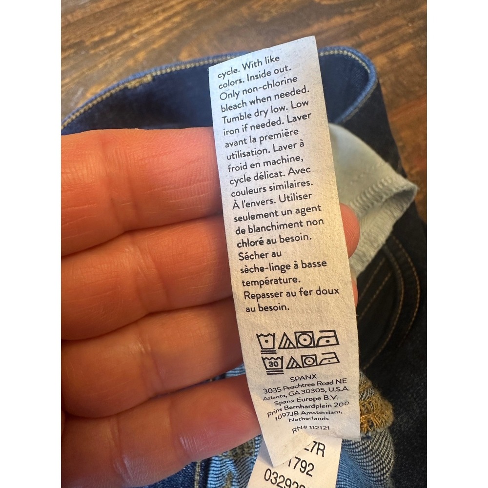 Spanx Flare Jeans Dark Indigo High Rise Pull On Stretch Denim Women's Large - Picture 9 of 12